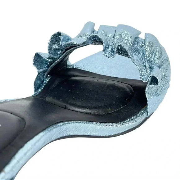 Kenneth Cole Reaction Rise Ruffle Metallic Storm Womens Heels Size 8M - Picture 8 of 16